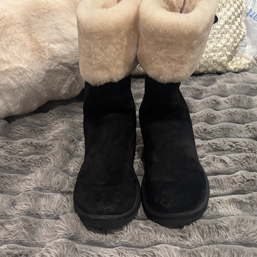 UGG Black and Cream Winter Boots